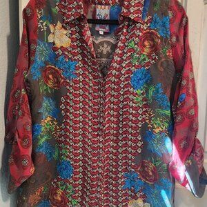 Johnny Was button Down Blouse, Size:  Small, Assorted color print